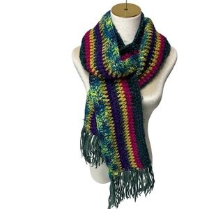 Multi Color Hand Knit Crochet Chunky Super Warm Cozy Scarf